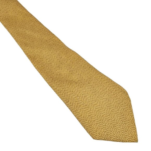 Hermes Geometric Yellow Silk Necktie 4" - Picture 1 of 4